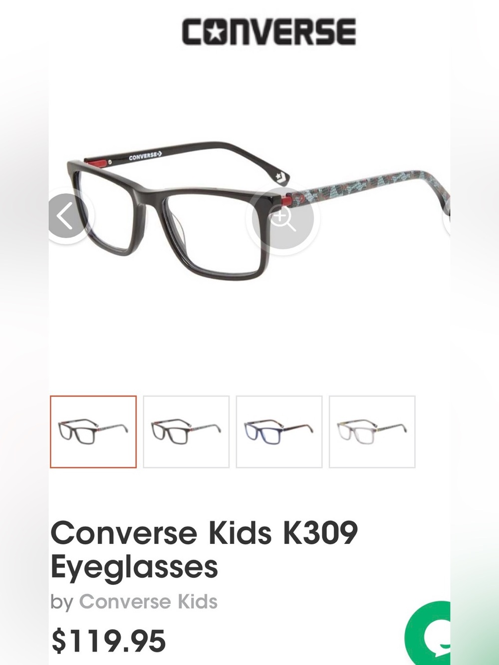 BNIB kids converse reading glasses comes with case style K309